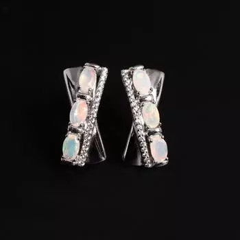 Модные и элегантные серьги из стерлингового серебра 925 пробы с натуральным опалом для женщин и девочек, подарок на каждый день M белый