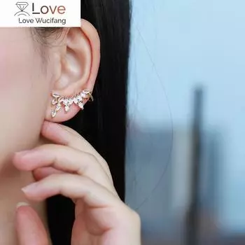 Модные и изысканные клипсы из циркония, модные универсальные позолоченные серьги из циркония, серьги-крылья, оптовая продажа ювелирных изделий золотой