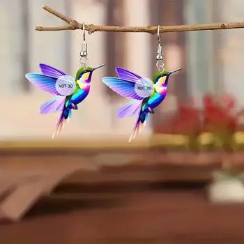 Модные и красочные серьги с дизайном колибри разноцветный