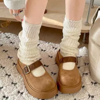 Модные и легкие тапочки-мешки с толстым дном, женская верхняя одежда 2025 года, новая весна и осень, взрыв знаменитостей в Интернете, ретро, Мэри Джейн 35 чёрный