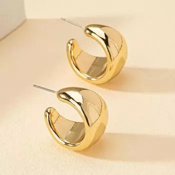 Модные и минималистичные серьги-кольца в форме буквы С с высококачественными и широкими серьгами-лицами серебряный