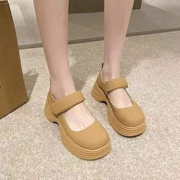 Модные и минималистичные женские туфли Мэри Джейн 2024 года, новые повседневные туфли на толстой подошве с внутренними каблуками 35