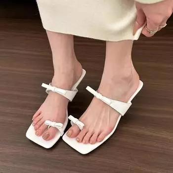 Модные и нежные серебристые туфли-лодочки на высоком каблуке с бантом на носу для женщин, летняя верхняя одежда, новые белые босоножки на шпильке 35