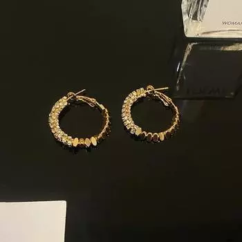 Модные и персонализированные золотые серьги с круглыми фрагментами из металла и циркона для женщин