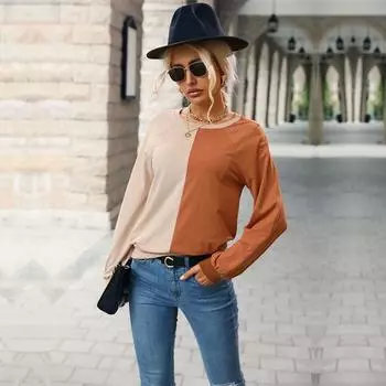 Модные и повседневные женские осенние топы, сращивающиеся, с длинными рукавами, нижние рубашки, женские модели S хаки