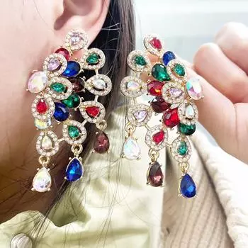 Модные и преувеличенные серьги Женские серьги с чувством дизайна Павлинья ширма для невесты Роскошные украшения