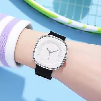 Модные и простые квадратные повседневные кварцевые часы с мультяшным принтом, силиконовый ремешок без шкалы, повседневные студенческие часы для женщин