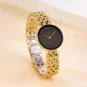 Модные и простые золотые черные пластины изысканные водонепроницаемые женские кварцевые часы для пары часов