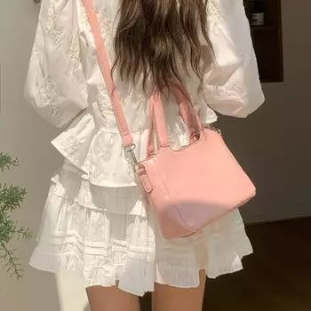 Модные и ретро-сумки-ведра, модные, нишевые и универсальные сумки через плечо на одно плечо розовый