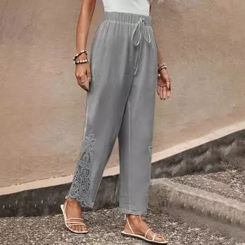 Модные и сексуальные женские летние повседневные брюки, милые брюки с девятью точками, брюки с эластичной резинкой на талии L