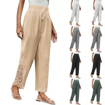 Модные и сексуальные женские летние повседневные брюки, милые брюки с девятью точками, брюки с эластичной резинкой на талии L