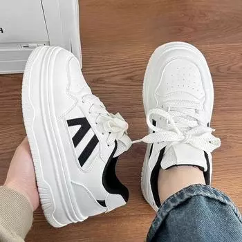 Модные и симпатичные туфли для женщин, кроссовки в стиле кампуса, милые, сладкие и универсальные розовые туфли на толстой подошве, новый стиль 2024 года 35 белый