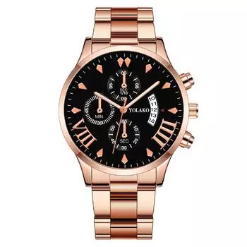 Модные и стильные мужские часы с тремя глазами и календарем Мужские часы со стальным ремешком Кварцевые часы