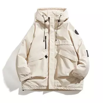 Модные и теплые хлопковые пальто осень-зима для пар – Толстые хлопковые куртки M белый