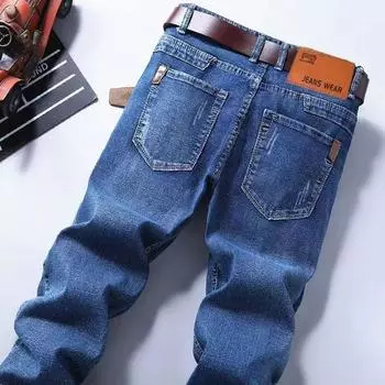 Модные и трендовые мужские джинсы, всесезонные прямые деловые универсальные мужские джинсы с высокой талией 28