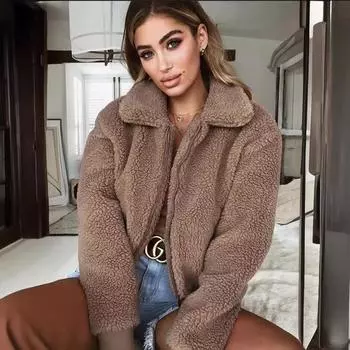 Модные и трендовые осенние и зимние пальто, сексуальные плюшевые узкие пальто с лацканами, однотонные женские свитера M чёрный