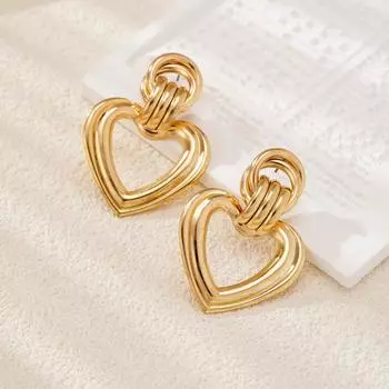 Модные и трендовые полые серьги в форме сердца для женщин золотой