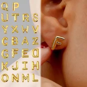 Модные и трендовые серьги-буквы из нержавеющей стали с маленькими буквами в виде 26 букв, 1 пара One Size