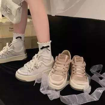 Модные и удобные белые туфли женские весенние на толстой подошве повседневные спортивные туфли Hundred Bread Board 35 серебряный