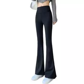 Модные и удобные брюки с высокой талией на флисовой подкладке для женщин L чёрный