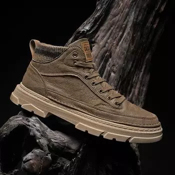 Модные и удобные дышащие подошвы, обувь 2024 года, осень, новые мужские повседневные туфли, нескользящие износостойкие мужские ботинки 39 чёрный