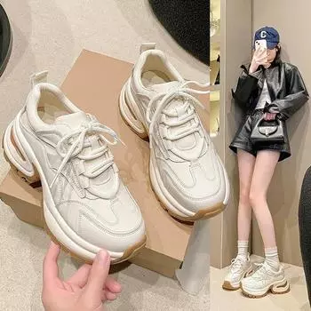 Модные и удобные кроссовки с толстой подошвой, увеличивающие рост, женские весенние повседневные кроссовки Hundred 35 бежевый