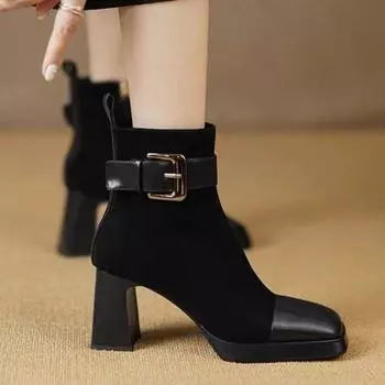 Модные и удобные модные сапоги Four Seasons на толстом каблуке 35