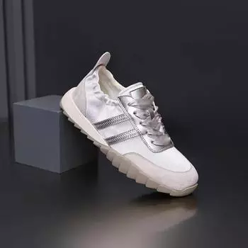 Модные и удобные мягкие нескользящие туфли Agan, женские летние спортивные повседневные туфли на шнуровке, женские, сращивание 35 серебряный