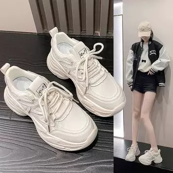 Модные и удобные толстые кроссовки Pops, женские весенние кроссовки для женщин, повседневные кроссовки Hundred, белые 35