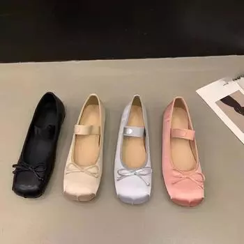 Модные и удобные туфли Мэри Джейн на плоской подошве розового цвета Dancing Fairy Spring Retro Satin Silver 35 серебряный