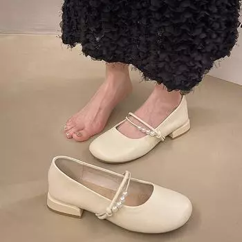 Модные и удобные туфли Мэри Джейн на плоской подошве с круглым носком, элегантные туфли для бабушки на весну и лето 35 абрикосовый