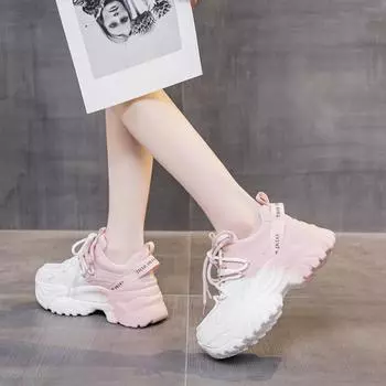 Модные и удобные туфли Pop для женщин, весна-осень, для студентов, с толстой подошвой, повседневные спортивные туфли, тонкие 35 розовый