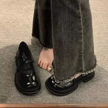 Модные и удобные женские мокасины с круглым носком Black Hundred с толстой подошвой. Женские летние туфли в стиле ретро в стиле Мэри Джейн. 35 коричневый