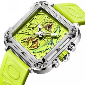 Модные и уникальные квадратные часы мужские кварцевые водонепроницаемые часы с тремя штифтами и шестью глазами
