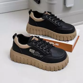 Модные и универсальные кроссовки на толстой подошве для девочек 35 чёрный