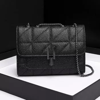 Модные и универсальные женские сумки, уличные тренды, сумки на одно плечо, сумки через плечо, сумки с цепочкой в форме ромба чёрный