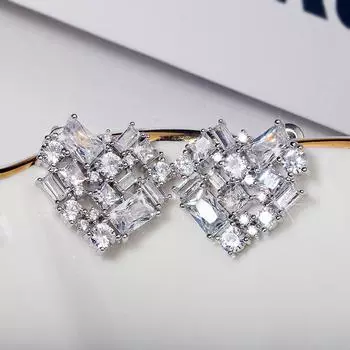 Модные и высококлассные темпераментные простые и роскошные циркониевые блестящие изысканные серьги-колье в форме персикового сердца для женщин 800 silver