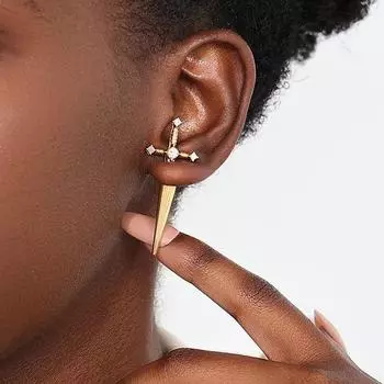 Модные, индивидуальные, металлические, сверкающие, бриллиантовые, готические, съемные женские серьги-мечи, подходящие для уличных вечеринок. золотой