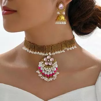 Модные индивидуальные простые блестящие аксессуары Легкое роскошное элегантное жемчужное ожерелье из двух частей и комплект сережек