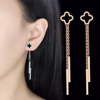 Модные индивидуальные серьги с четырьмя лепестками клевера, капающие маслом, для женщин, носящих романтические и универсальные серьги Leaf Trend серый