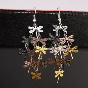 Модные индивидуальные серьги-стрекозы, серьги, экологические красочные серьги, ювелирные изделия One size золотой