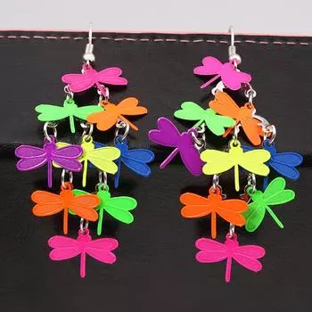 Модные индивидуальные серьги-стрекозы, серьги, экологические красочные серьги, ювелирные изделия One size красный