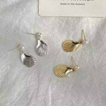 Модные индивидуальные универсальные серьги-гвоздики с жемчугом женские простые изысканные высококачественные серьги-ракушки нишевые уникальные серьги copper