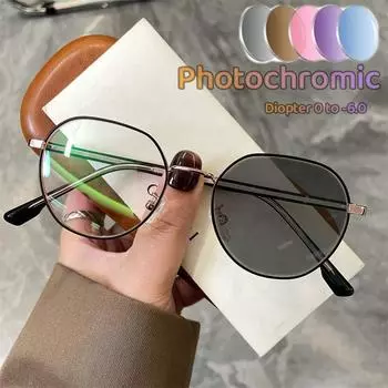 Модные интеллектуальные фотохромные солнцезащитные очки для женщин и мужчин, модные уличные очки с защитой от синего света, очки для близорукости, унисекс, классические УФ-оттенки -2