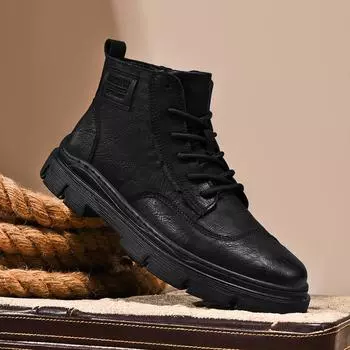 Модные итальянские брендовые мужские кожаные ботинки, рабочие ботинки на толстой подошве, модные новые зимние мужские высокие ботинки, износостойкие подошвы 39 хаки