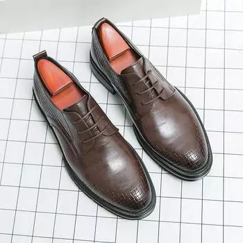 Модные итальянские брендовые мужские туфли-броги на шнуровке в британском стиле с низким верхом, офисная мужская деловая обувь, бесплатная доставка 38 чёрный