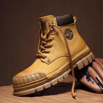 Модные итальянские красивые мотоциклетные ботинки на толстой подошве, износостойкие мужские рабочие ботинки, модные мужские короткие ботинки из натуральной кожи 39 чёрный