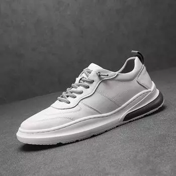 Модные итальянские модные дышащие мужские кроссовки для отдыха на открытом воздухе, повседневные кожаные походные туфли, противоскользящие туфли для скейтбординга, брендовые дизайнерские туфли на плоской подошве 39 чёрный