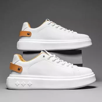 Модные итальянские мужские дизайнерские кроссовки, стильные уличные вулканизированные туфли, дышащие нескользящие кроссовки для ходьбы, легкие повседневные кожаные туфли 39 белый