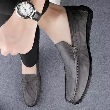 Модные итальянские мужские мокасины ручной работы из натуральной кожи, официальная повседневная обувь, высококачественные мужские туфли для вождения, удобные мужские туфли без застежек на плоской подошве 37 чёрный